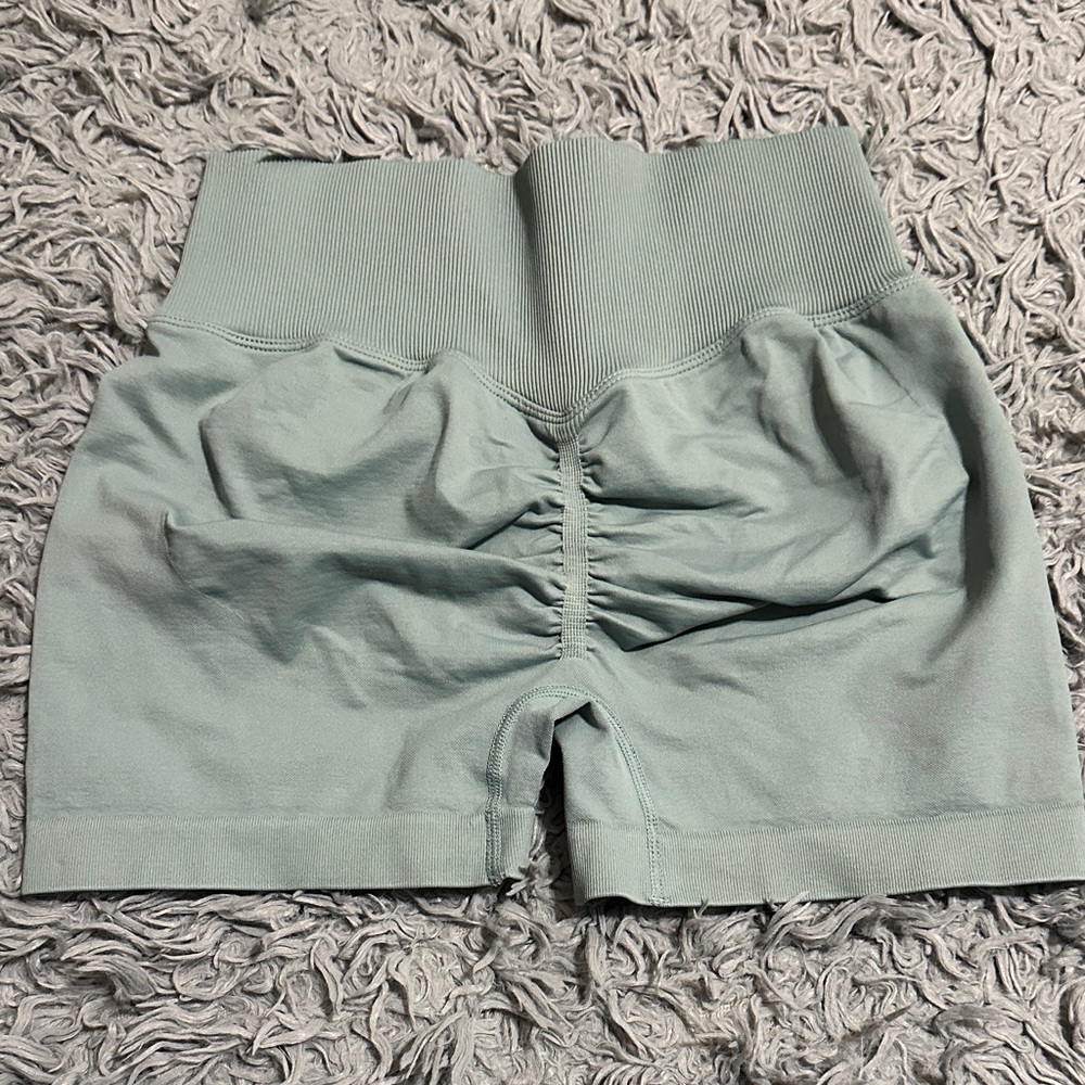 High-Waisted Green Women's Work Out Shorts